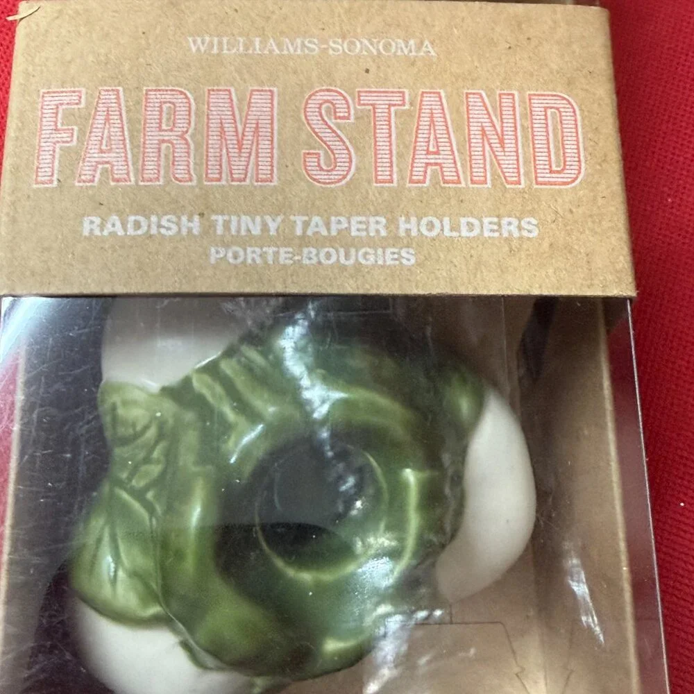 Williams Sonoma Farm Stand Radish Cabbage Tiny Taper Candle Holders S/2